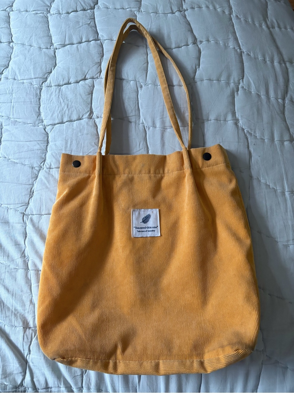 Yellow Canvas Tote Bag with Patch